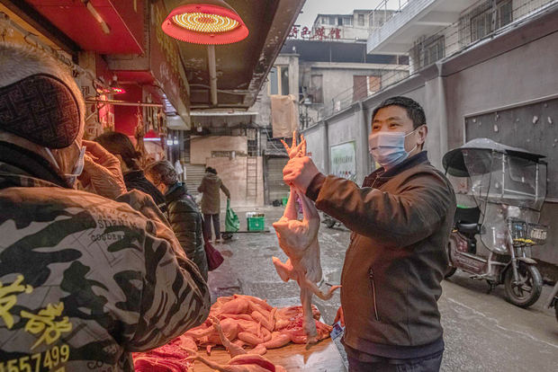 El mercado callejero de Wuhan en enero de 2021.
