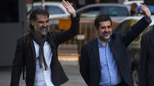 El presidente de la ANC, Jordi Sanchez, y el presidente de la Asociación Catalana de Lenguas Omnium, Jordi Cuixart. 