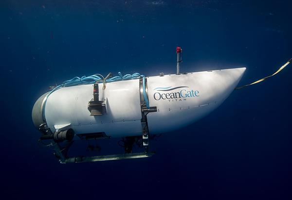 Fotografía facilitada por Ocean Gate que muestra el exterior de un submarino turístico, con capacidad para cinco personas, operado por la citada compañía. . 