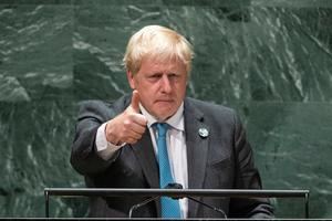 El primer ministro británico, Boris Johnson, fue registrado este miércoles, durante su intervención en la 76 Asamblea General de las Naciones Unidas, en Nueva York, NY, EE.UU.