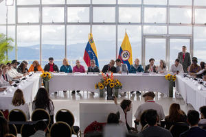 Fotografía del diálogo de Paz entre el Gobierno de Colombia y el ELN hoy, en el Hotel Humboldt, ubicado en el parque nacional Waraira Repano (Ávila), en Caracas, Venezuela.