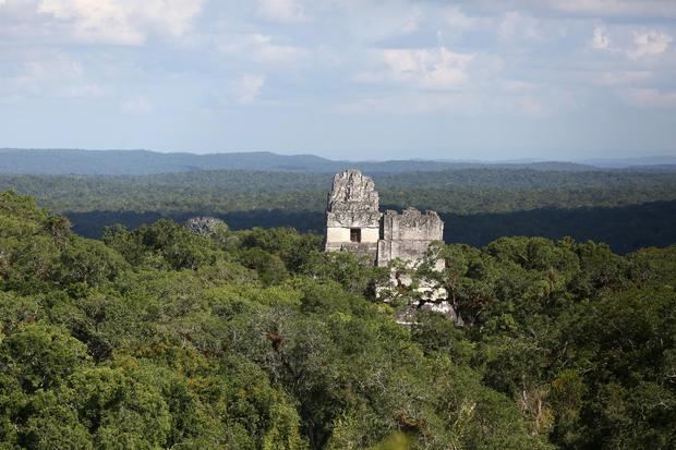 Fotografía de archivo en la que se registró una panorámica aérea del Parque Arqueológico Tikal, dentro de la Biósfera Maya, a 540 kilómetros de Ciudad de Guatemala, Guatemala.