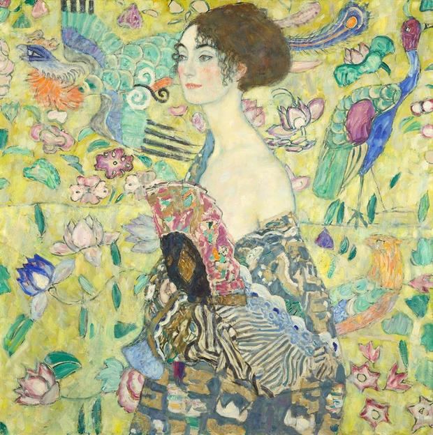 Imagen de la obra 'Mujer con Abanico' expuesta en la sala de exposición de la colección de las últimas obras y trabajos inacabados de Klimt cedida por el Museo.