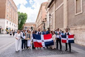 Eliel Jiménez,Manuel Alejandro Grullón Hernández, Edison Santos y Yasser Mármol durante recibimiento en Roma..