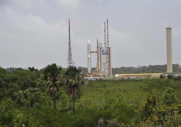 Plataforma de lanzamiento en el Centro Espacial de Kurú, la Guayana Francesa, en el nordeste del continente suramericano.