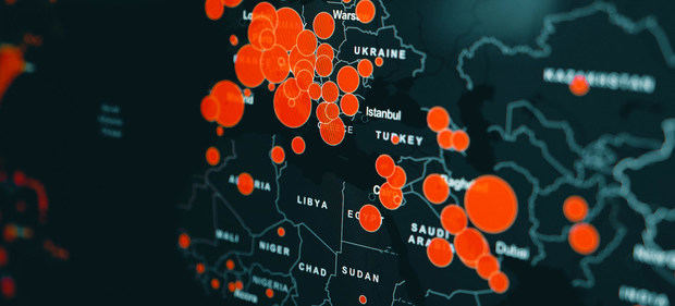 Mapa del coronavirus elaborado en marzo de 2020 en la Universisdad John Hopkins.