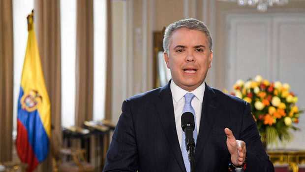 El presidente de Colombia, Iván Duque, durante un discurso el jueves 29 de agosto de 2019. 