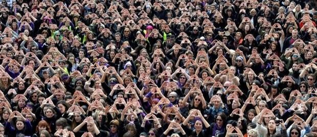 Manifestantes en el Día de la Mujer. 