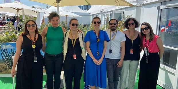 Marianna Vargas Gurilieva, junto al equipo de la DGCINE y el Festival de Locarno.