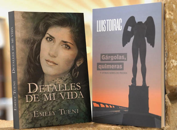 Portada de los libros “Detalles de mi vida”, de la periodista Emely Tueni, y “Gárgolas, quimeras y otros seres de piedra”, del escritor Luis Toirac.