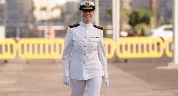La Princesa Leonor, durante su embarque en la fragata 'Blas de Lezo', a 14 de junio de 2025, en Las Palmas de Gran Canaria.