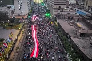 Fotografía aérea de la protesta celebrada este miércoles, en Lima (Perú).