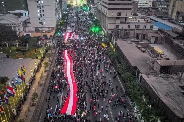 Fotografía aérea de la protesta celebrada este miércoles, en Lima (Perú).