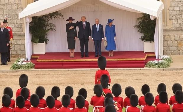 Recibimiento oficial al presidente de Estados Unidos y su esposa en Windsor.
