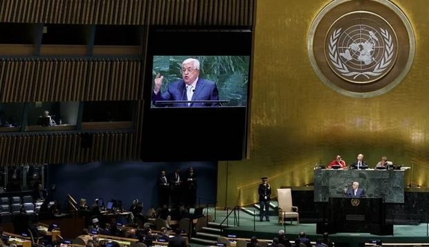 Fotografía de archivo de una sesión de la Asamblea General de la ONU en la que se escucha sobre asuntos palestinos.  