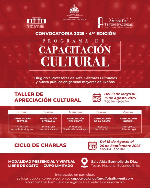 Fundación Amigos del Teatro Nacional lanza la 4ta edición del Programa de Capacitación Cultural.
