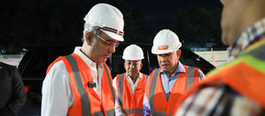 Presidente Abinader supervisa construcción del paso a desnivel en la prolongación 27 de Febrero con Isabel Aguiar