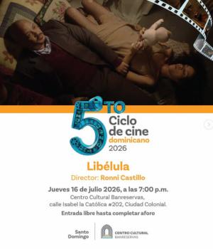 Este jueves: proyección de Libélula en el 5to Ciclo de Cine Dominicano