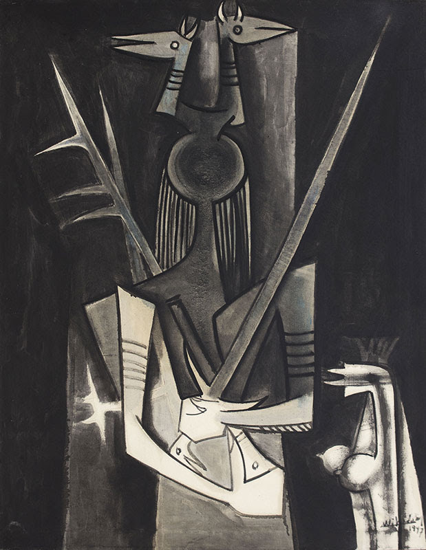 Wifredo Lam. Le Guerrier I (The Warrior) [L'Initiateur], 1947. 
Oleo sobre tela, 107 x 84 cm.