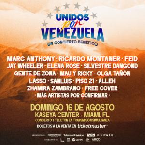 Estrellas de la música y el entretenimiento confirmadas para “Unidos por Venezuela'