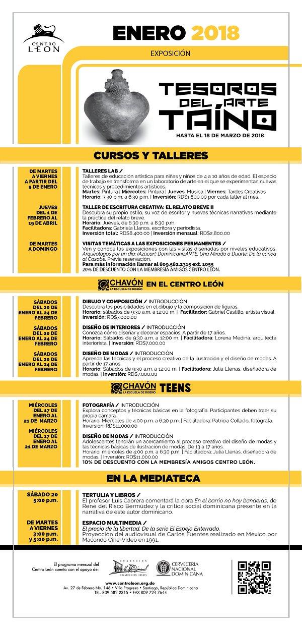 Centro León, Programa de Actividades Enero 2018