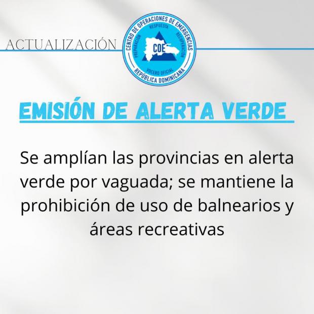 8 Provincias en alerta verde por vaguada