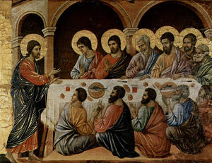 Duccio, “Última cena”. C. 1309-1311. Museo dell'Opera del Duomo.