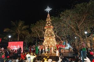 El hermoso montaje navideño es obra del artista dominicano Fidel López.