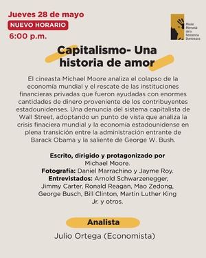 Museo de la Resistencia proyectará documental “Capitalismo: una historia de amor”